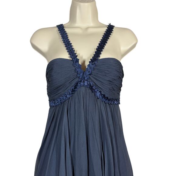 BCBGMAXAZRIA Y2K Baby Doll Tulle Silk Halter Dress Party Date Blue Strappy - S - Picture 4 of 10